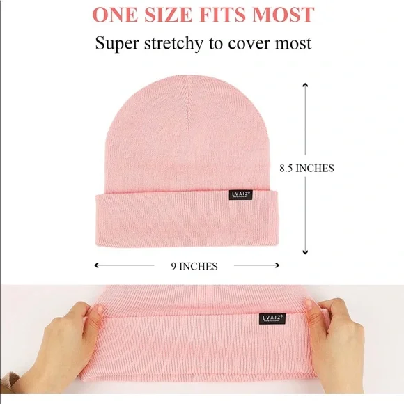 PINK UNISEX SATIN LINED (winter) BEANIE HAT (BRAND NEW) - Picture 2 of 5